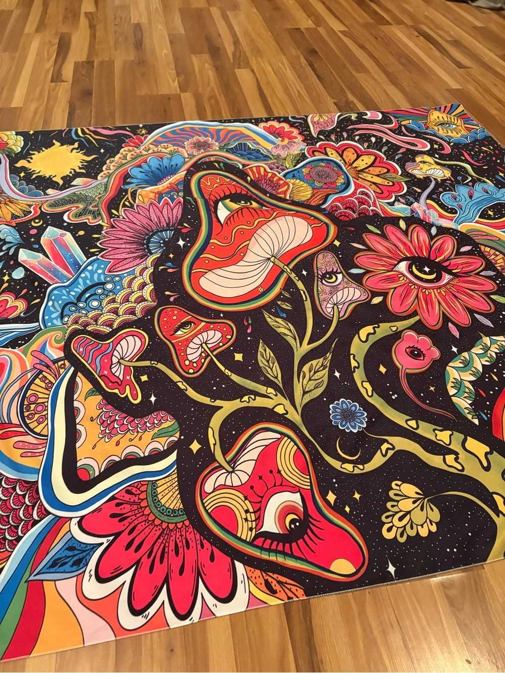 Psychedelic Floral Mushroom Wall Art - Multicolor